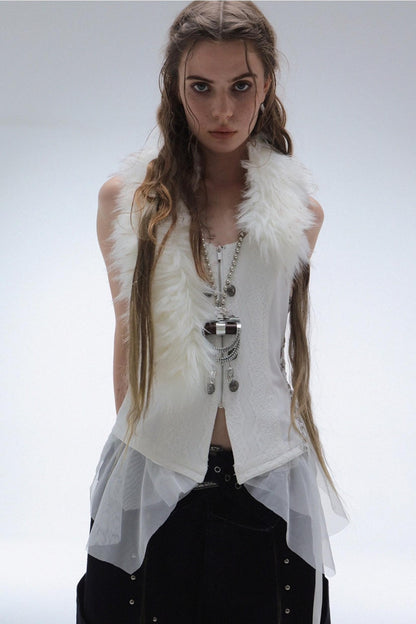 Yarn Stitched Vintage Fur Vest