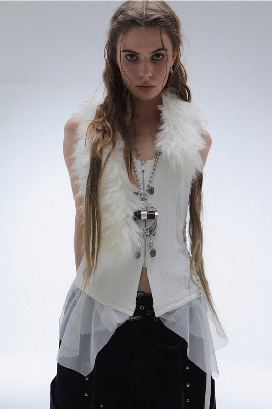 Yarn Stitched Vintage Fur Vest