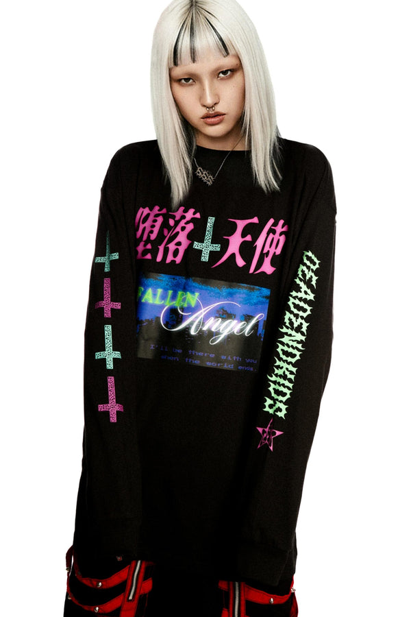 Fallen Angel Print Retro Top