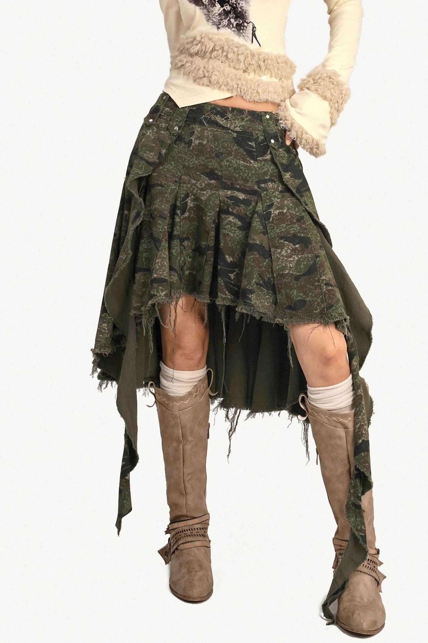 Autumn Camo Denim Skirt