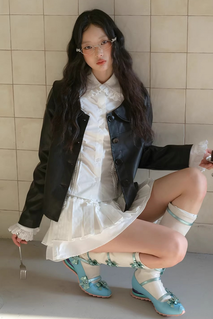 Retro Doll Collar Leather Jacket