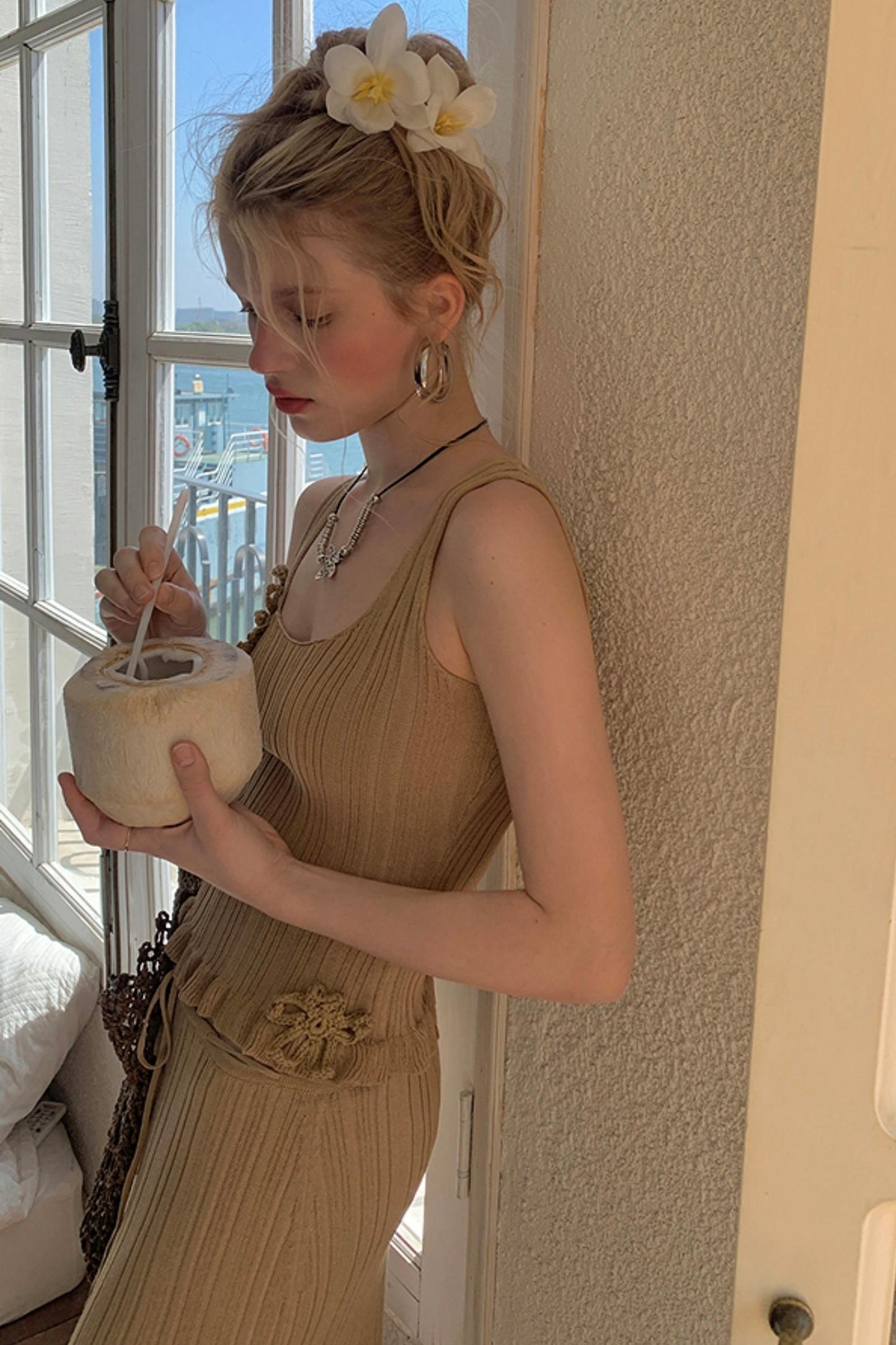 Bali Bloom Slim Earring Top Body Skirt Set-Up