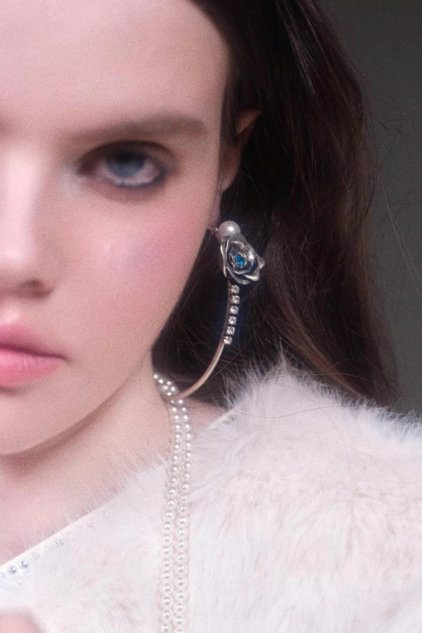 Vintage Rose Zircon Hoop Earrings