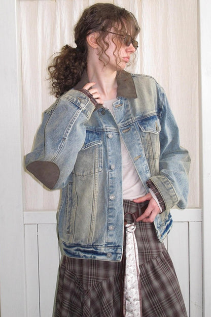 Autumn Plaid Denim Jacket