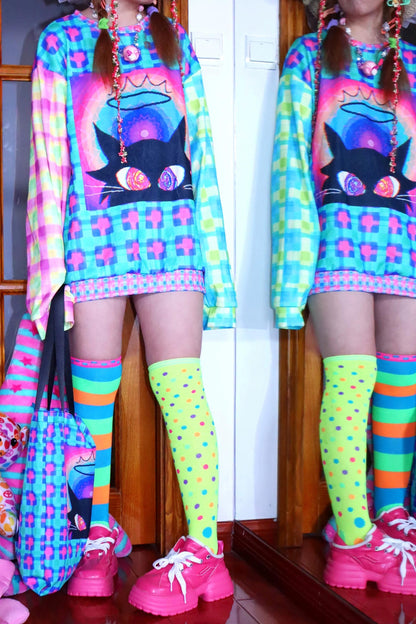 Polka Dot Rainbow Stripe Socks