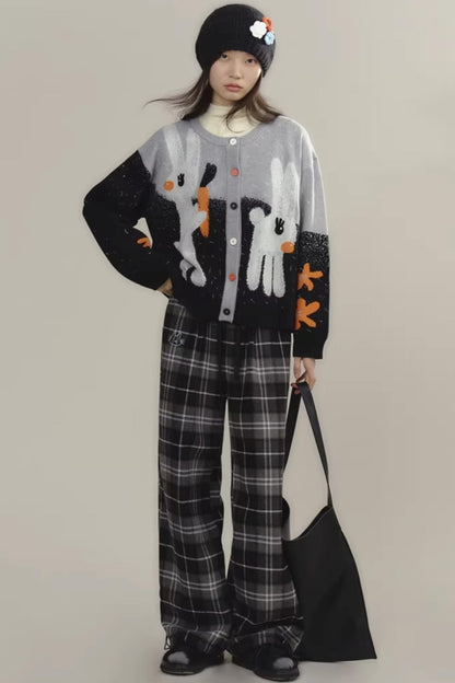 Bestickte Wollhose mit Karomuster