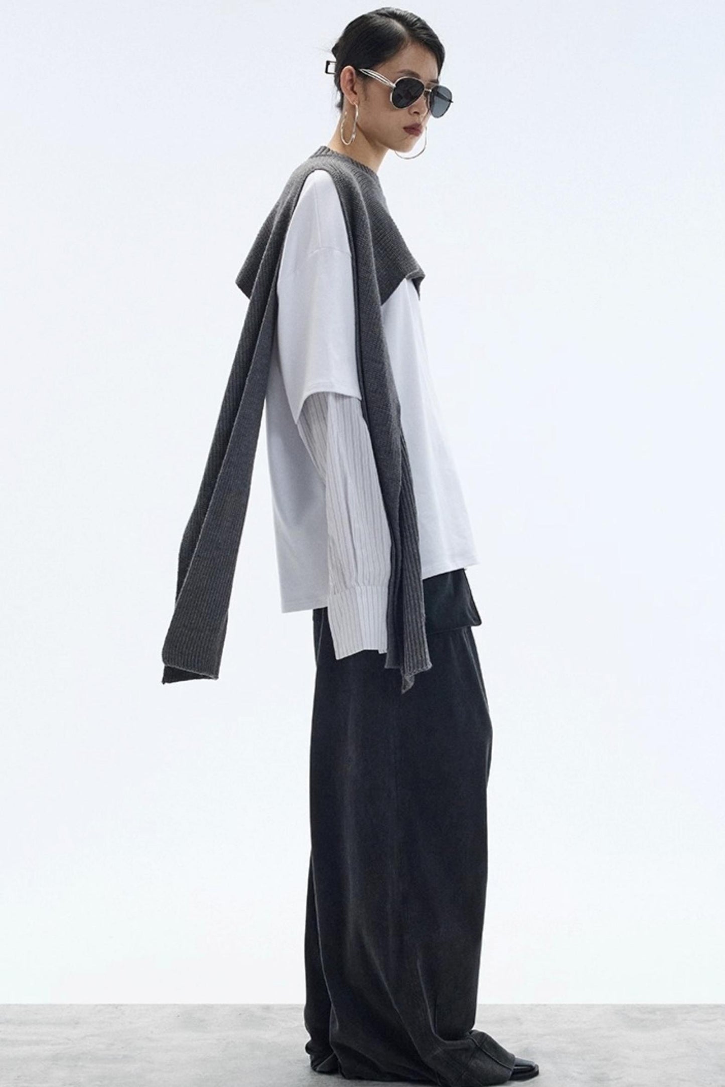 White Striped Crew Neck T-Shirt