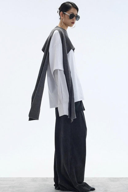 White Striped Crew Neck T-Shirt