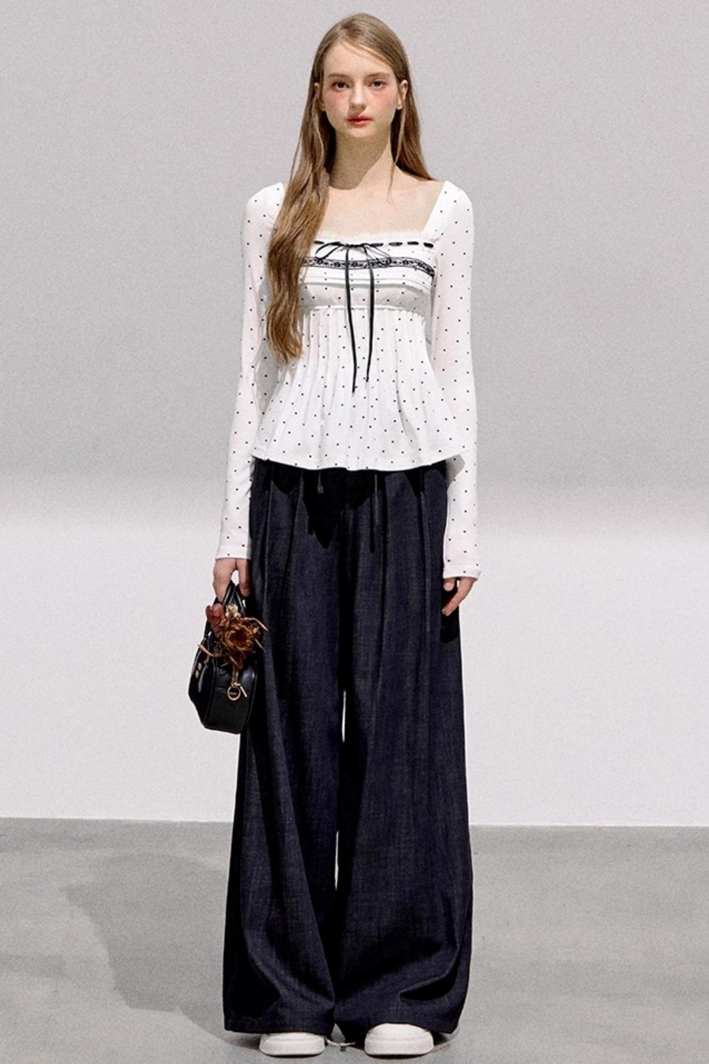 Cool Black Denim Wide-Leg Pants