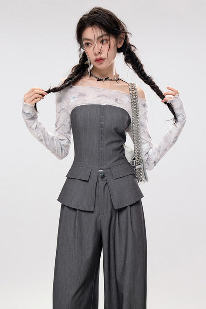 Chic Fishbone Corset & Pants Set-Up