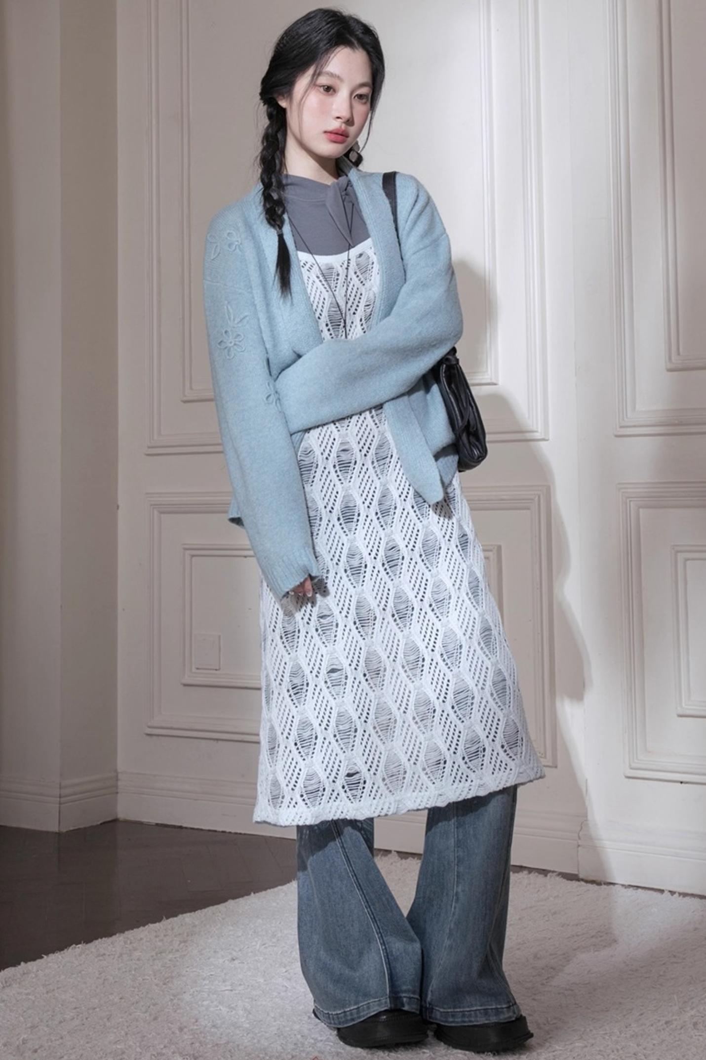 Hand-Cranked Jacquard Woolen Sweater Set