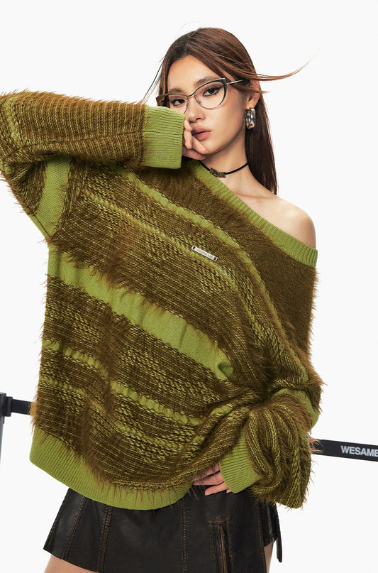 Mohair Jacquard Loose Sweater