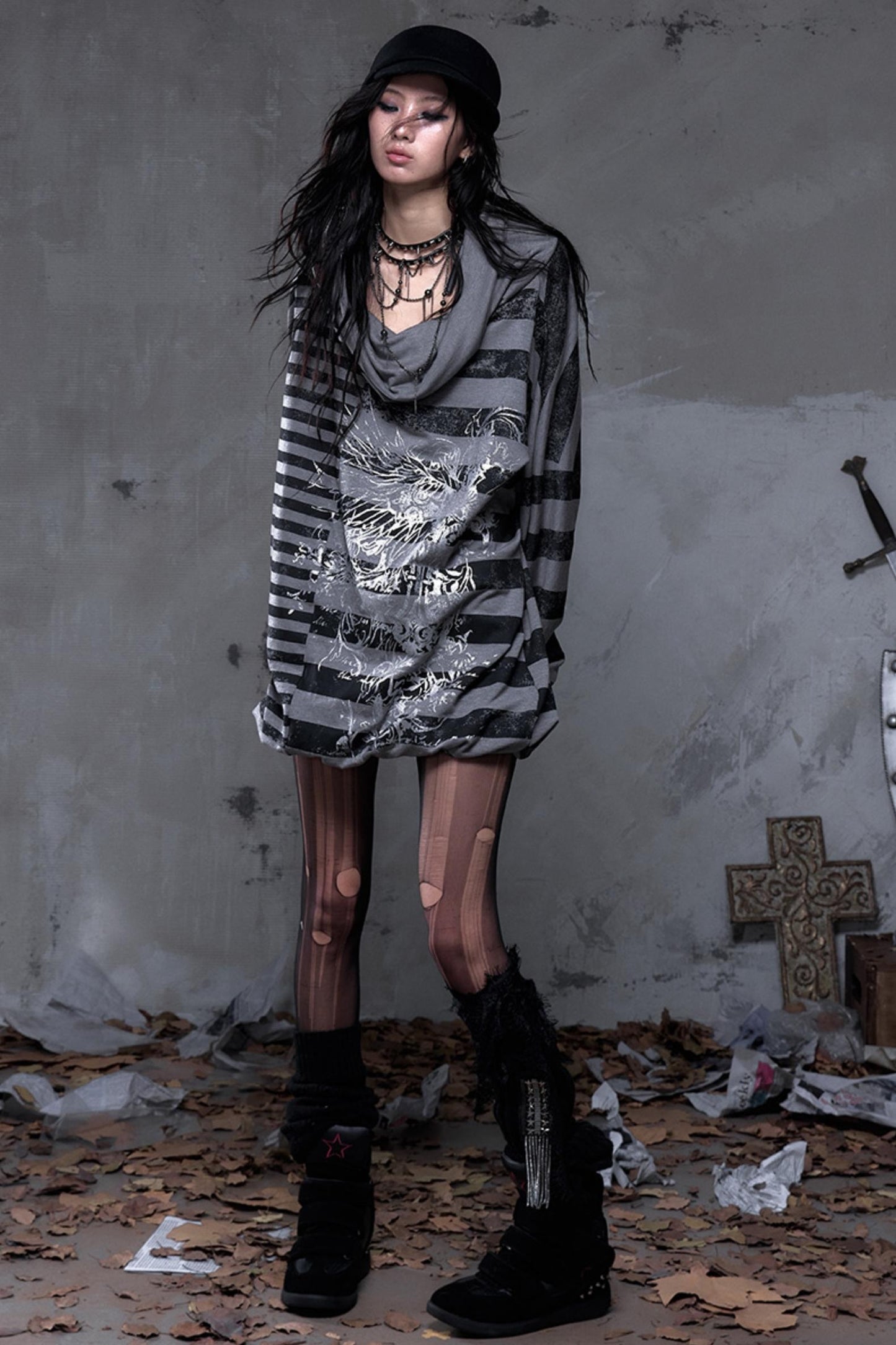 Shibuya Striped Batwing Top