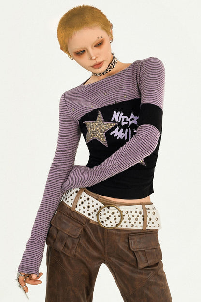 Shibuya Girl Striped Long-Sleeve Top