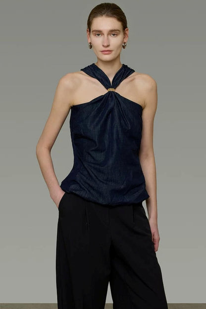 Cross Collar Halter Top