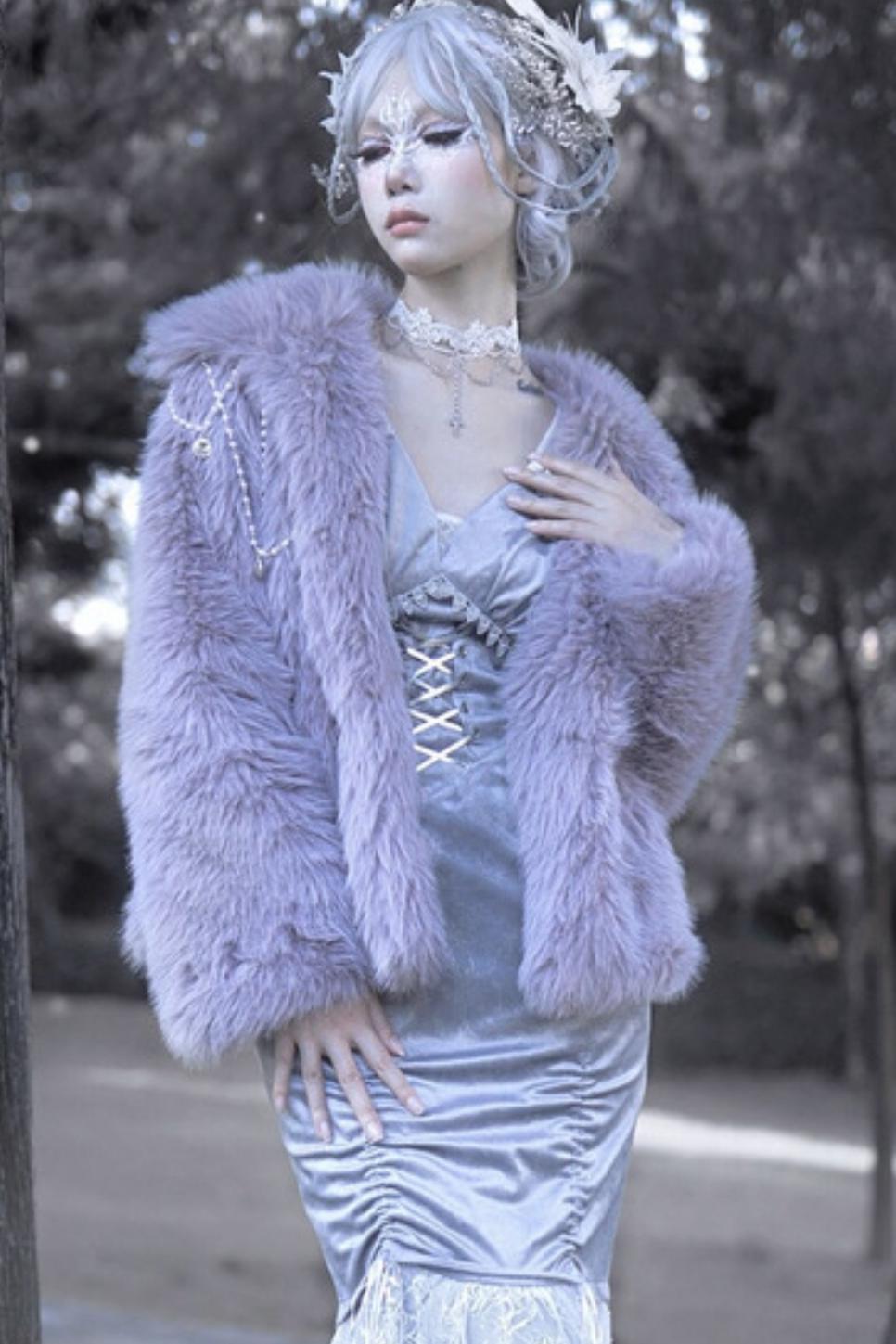 Swan Falling Eco-Friendly Fur Coat