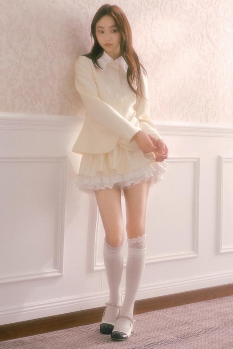 Satin Doll-Neck Jacket Set-Up