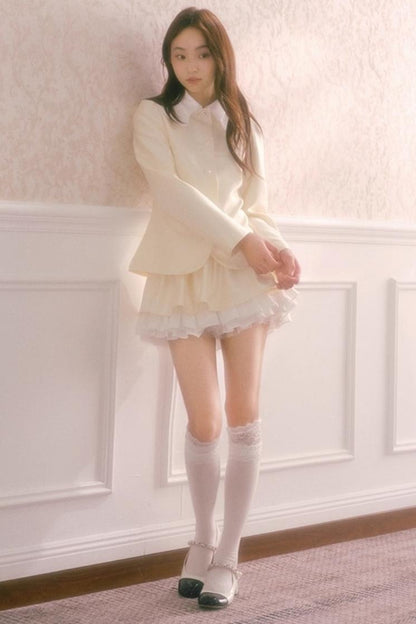 Satin Doll-Neck Jacket Set-Up