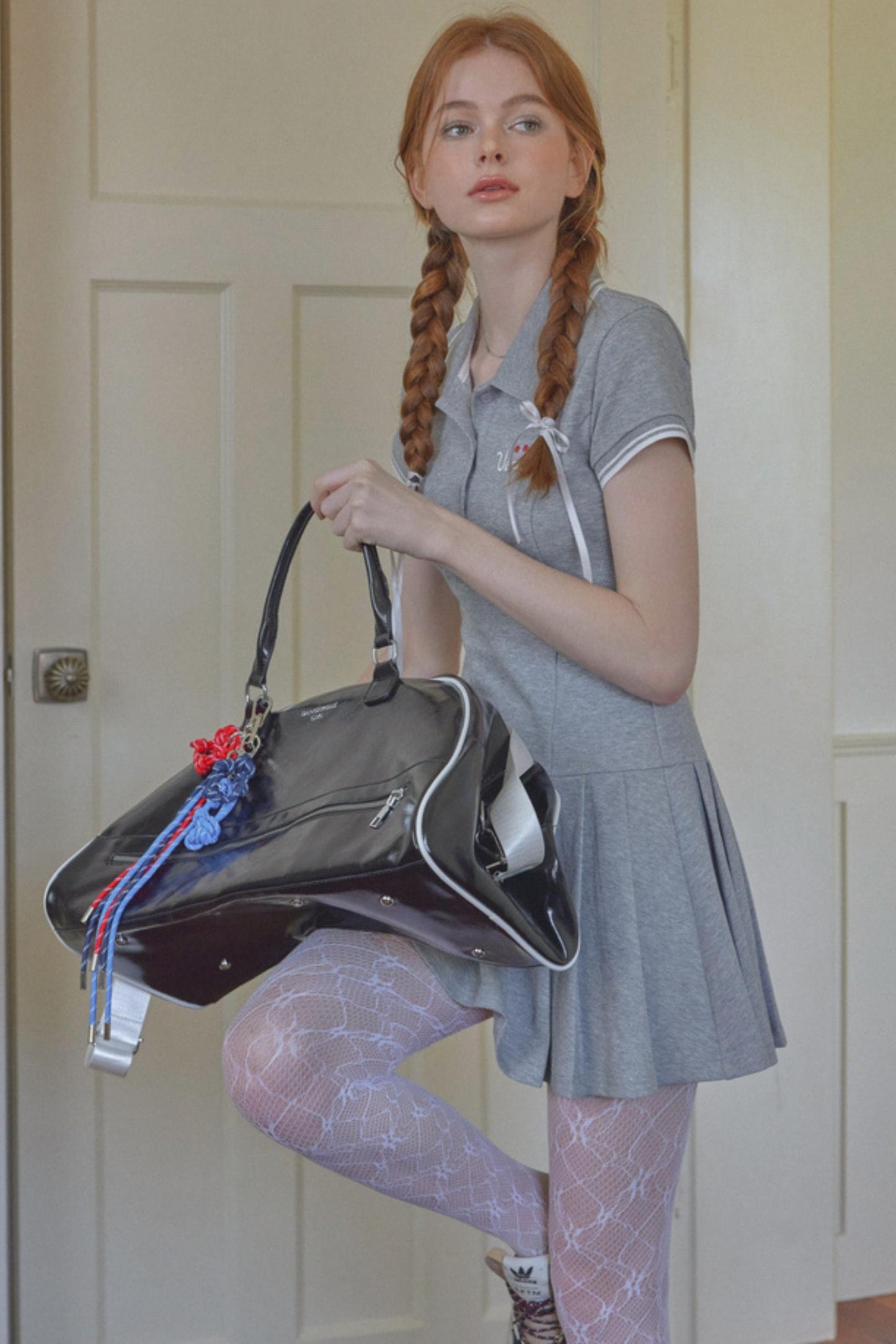 Gray Pleated A-Line Dress