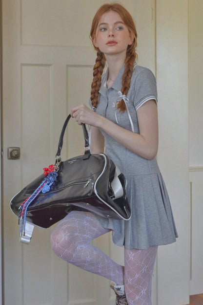 Gray Pleated A-Line Dress