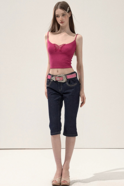 Vintage Stitched Denim Shorts