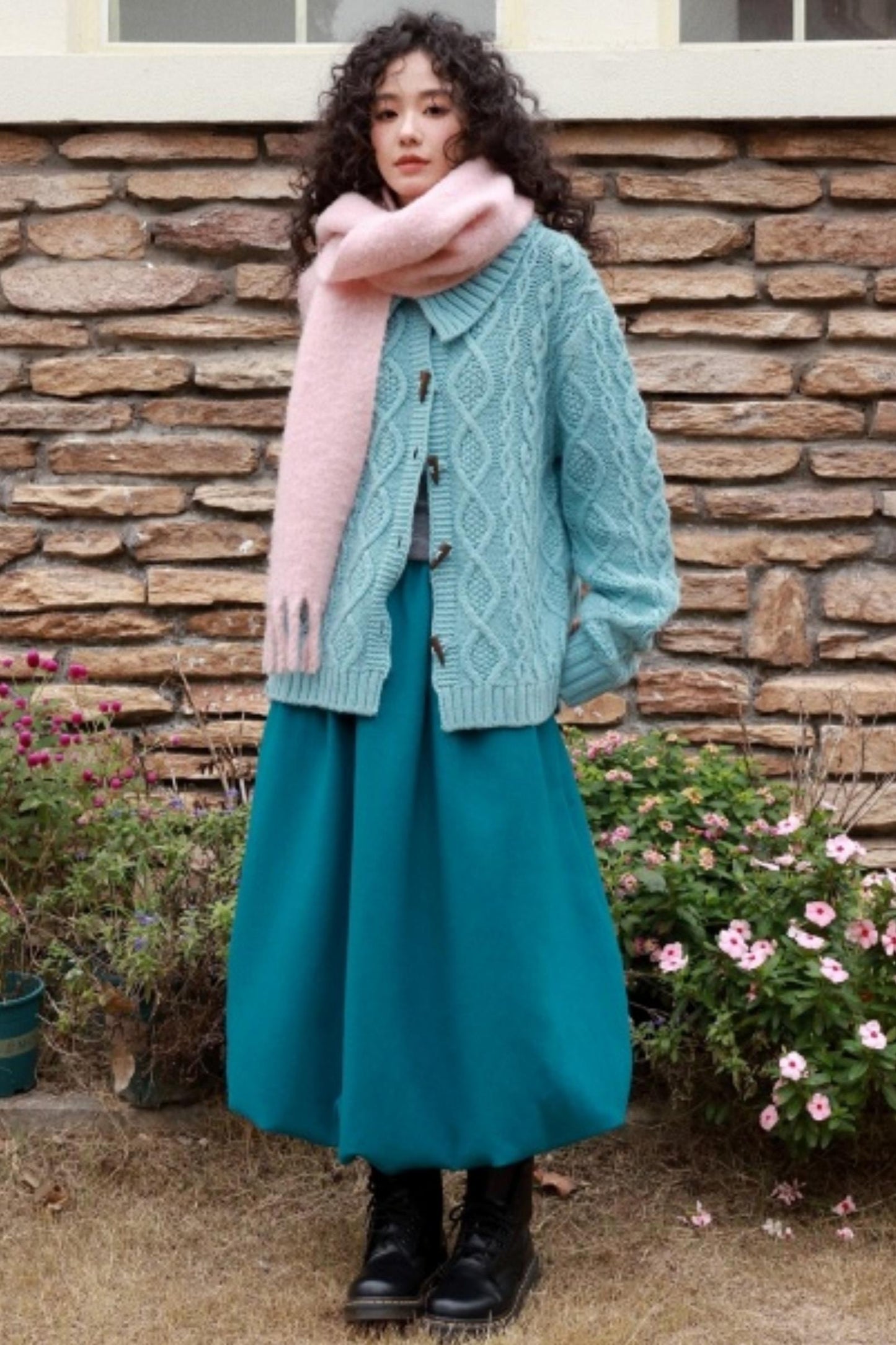 Wool Cable Knit Cardigan