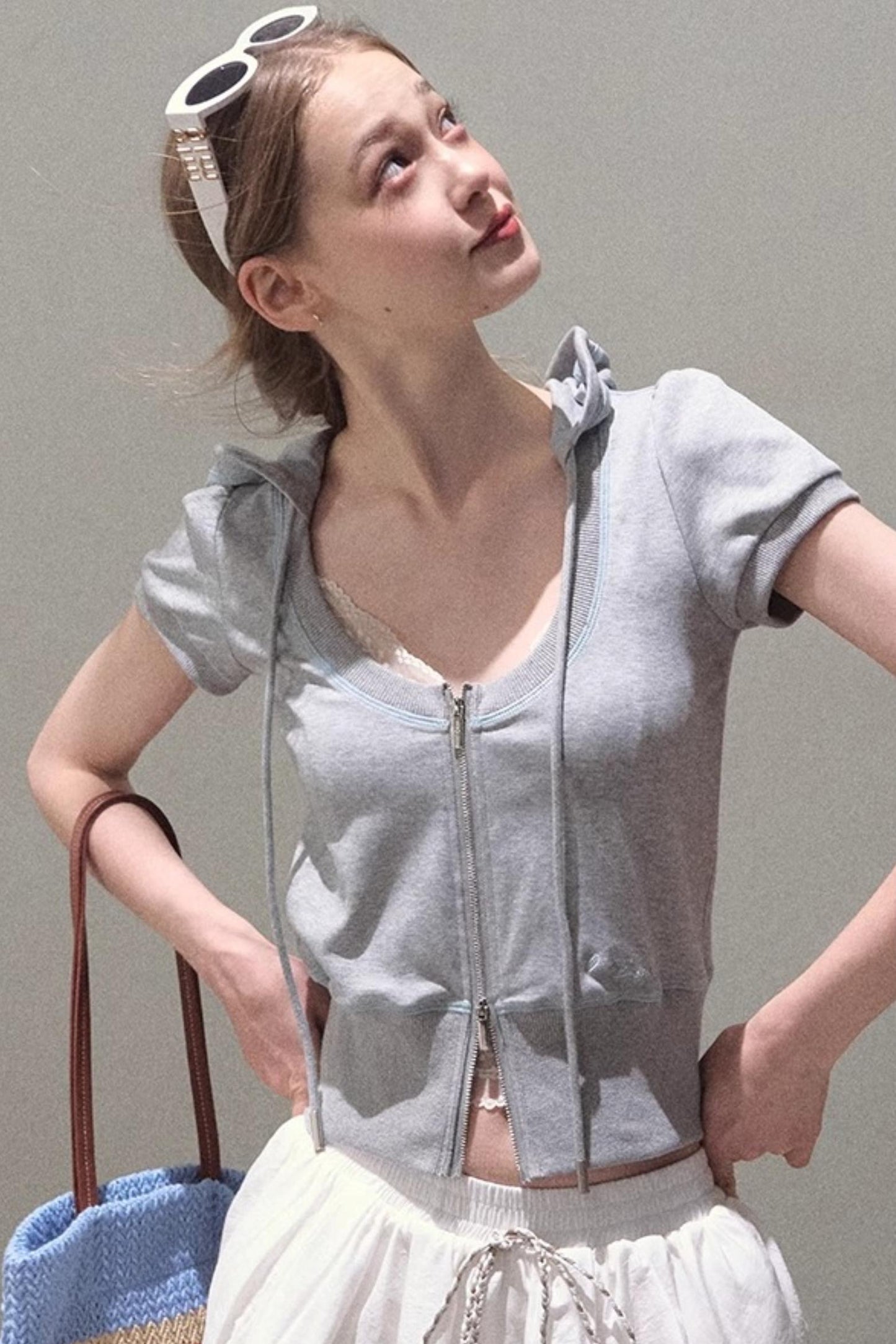 Color-Block Hooded Cardigan