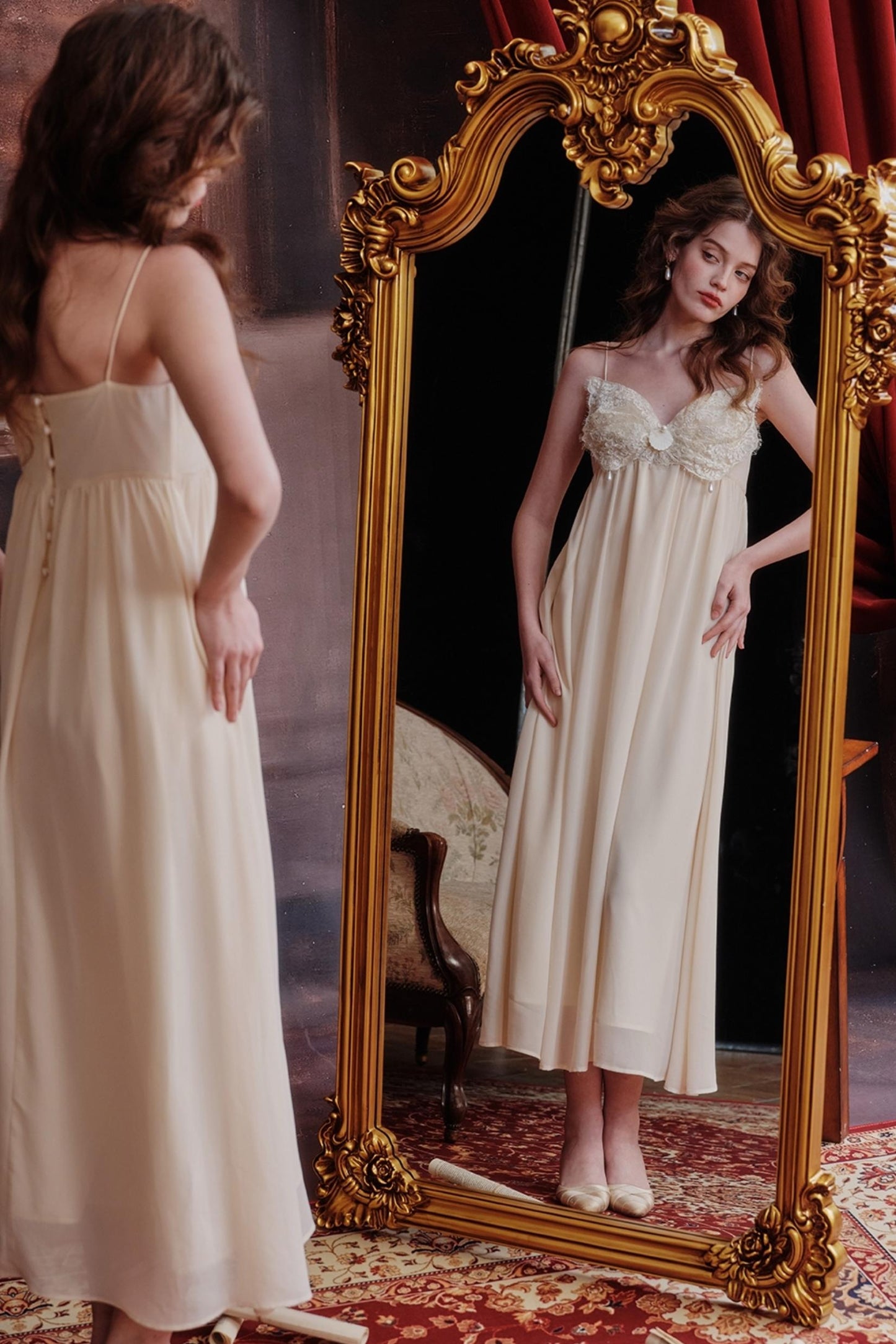 Lace Halter Nightgown Dress