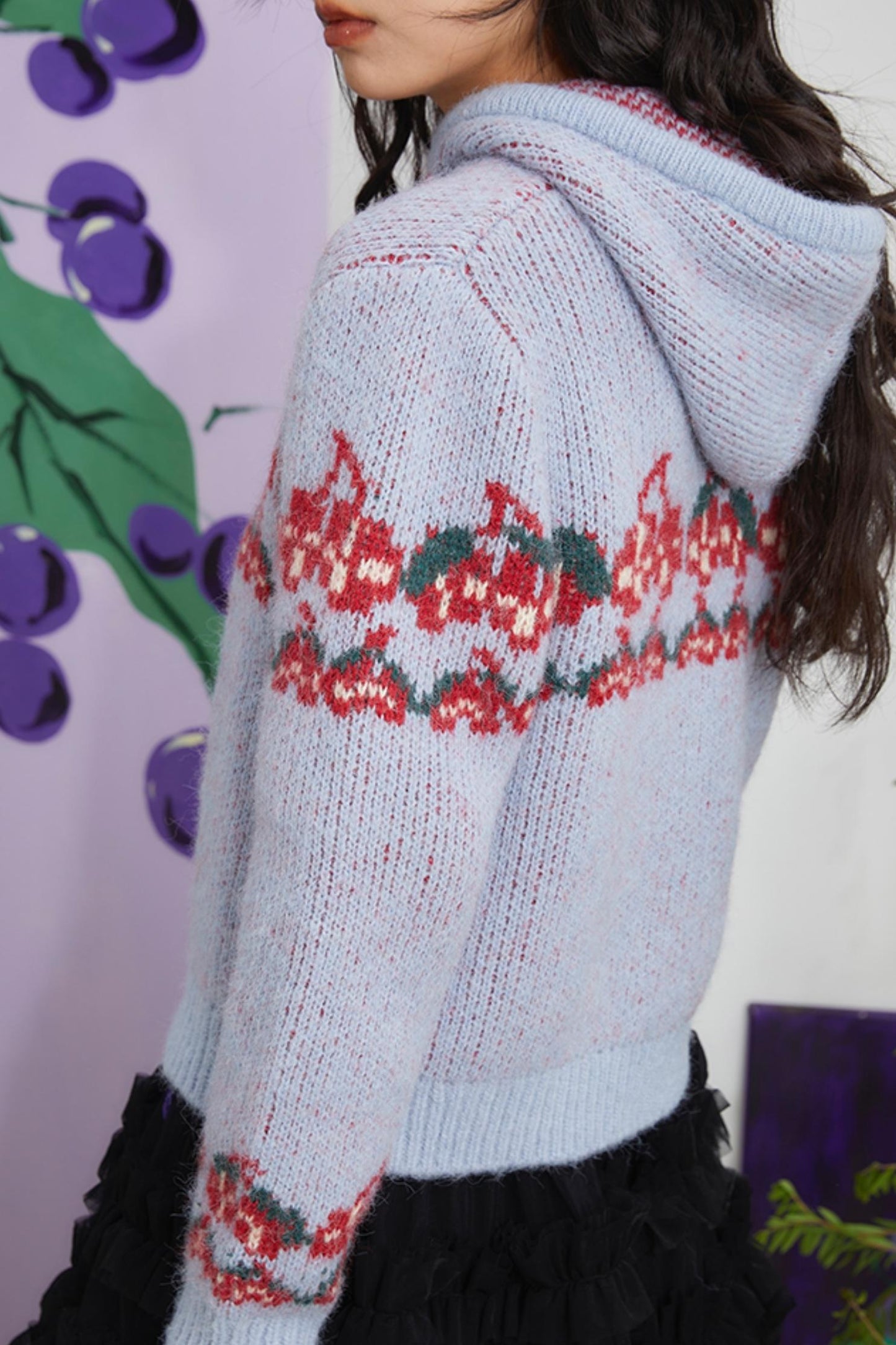 Retro Cherry Jacquard Sweater