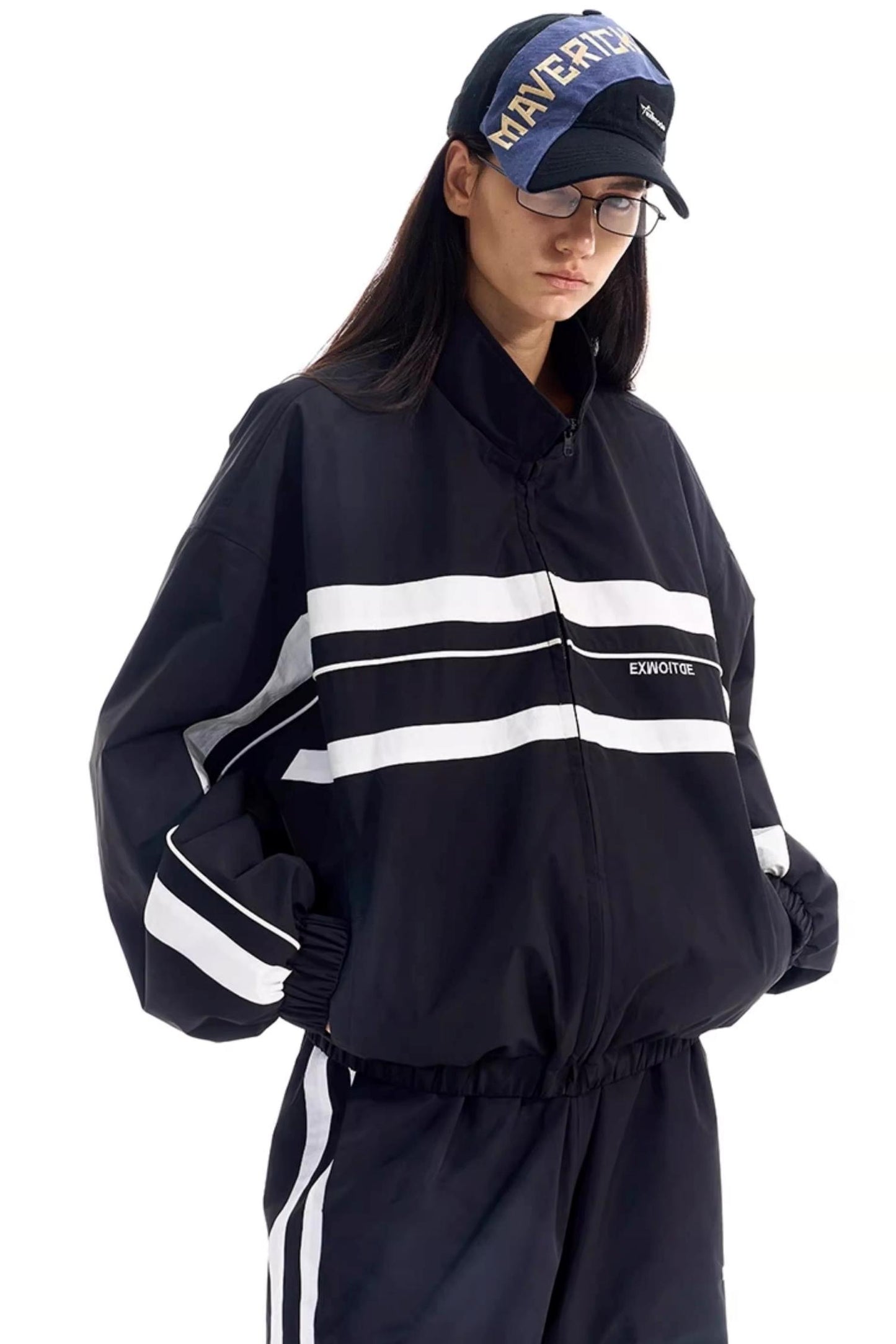 Color-Blocked Distressed Sports Jacket