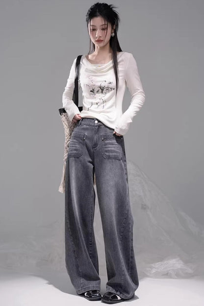 Ink Gray Distressed Jeans