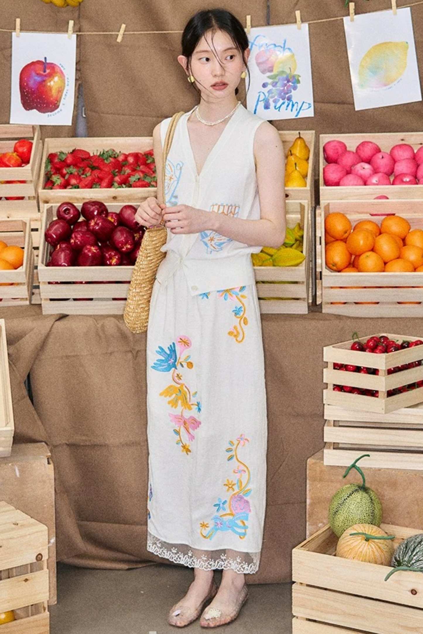 Summer Bird Floral Cotton Vest