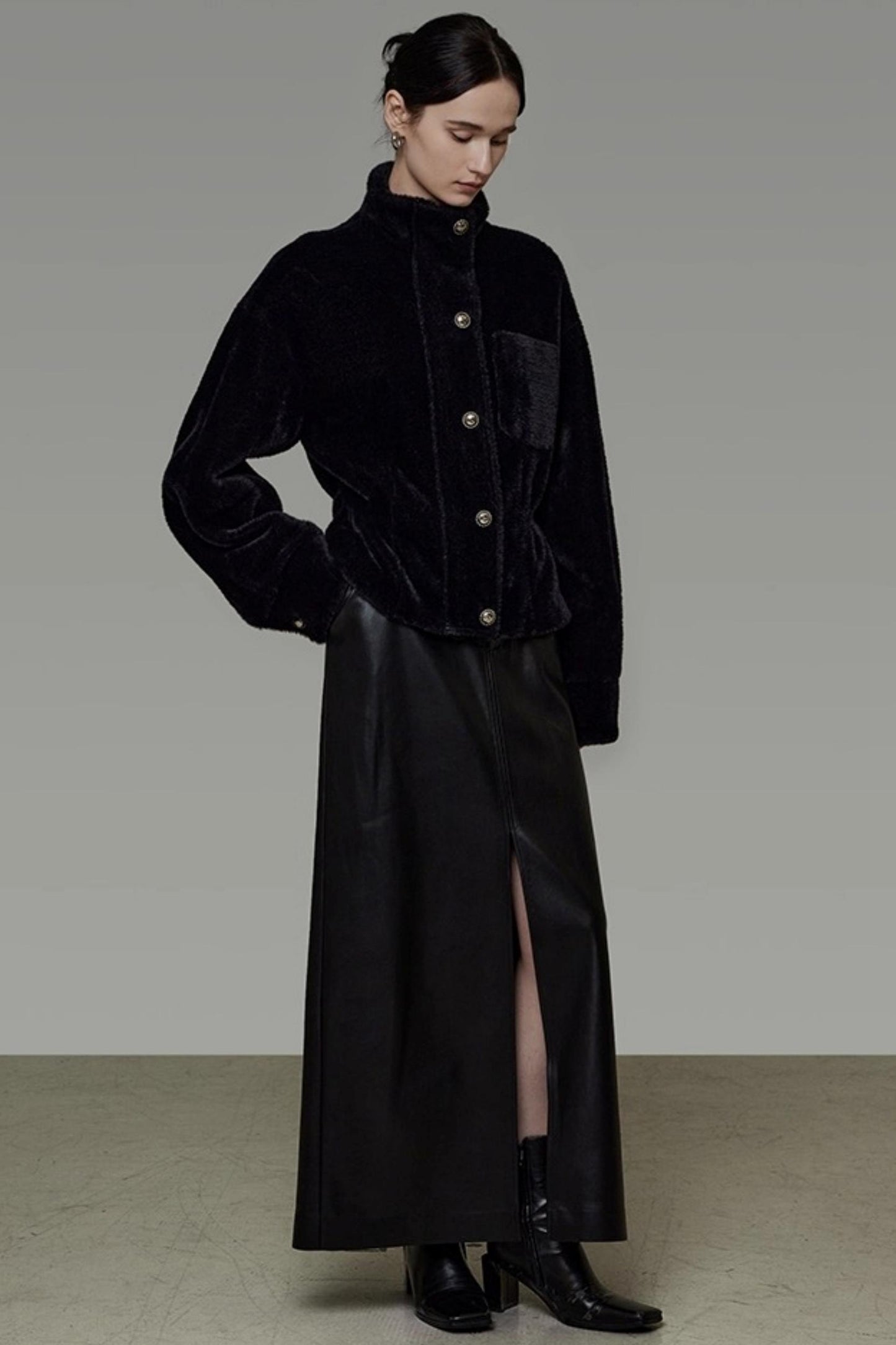 Retro Slimming Leather Skirt