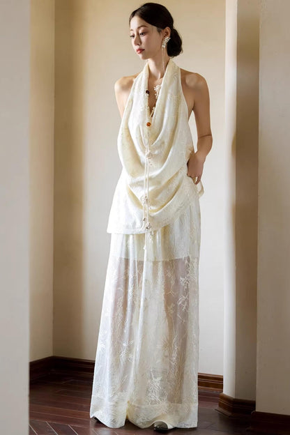 Off-White Romantic Hollow-Out Pants