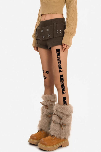 Retro Winter Waist-Cinching Shorts