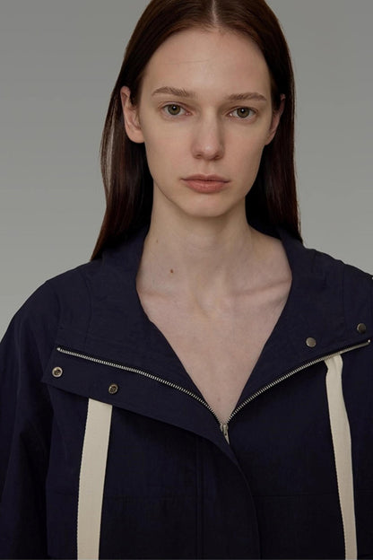 Navy Drawstring Slimming Jacket