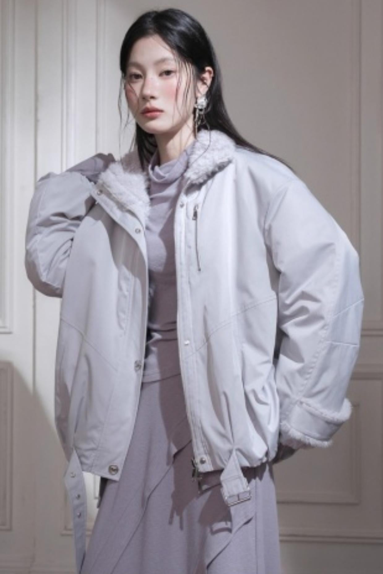 Gray Taro Tie-Dye Top Skirt Set