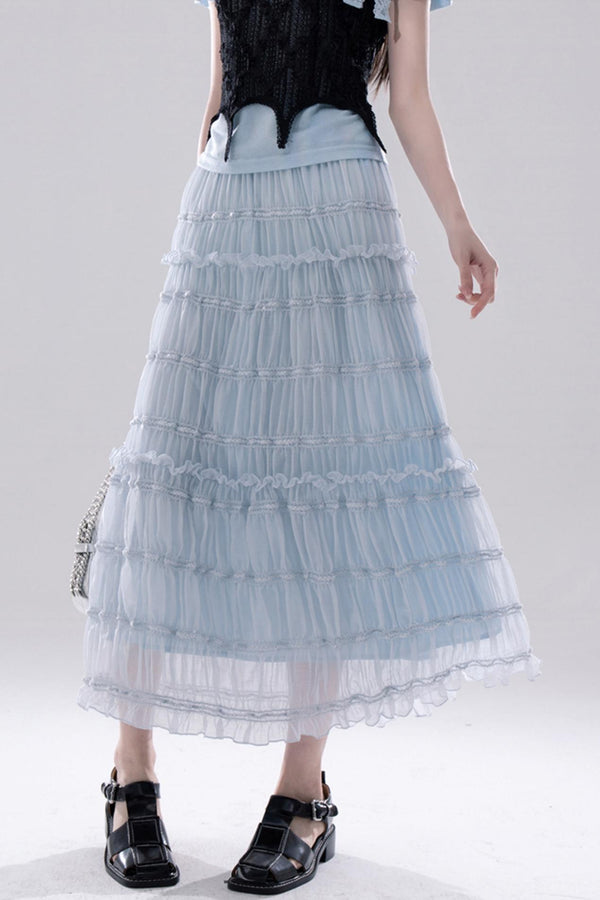 Textured Pleated Skirt