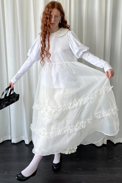 Puff Sleeve Crew Neck Long-Sleeved Top