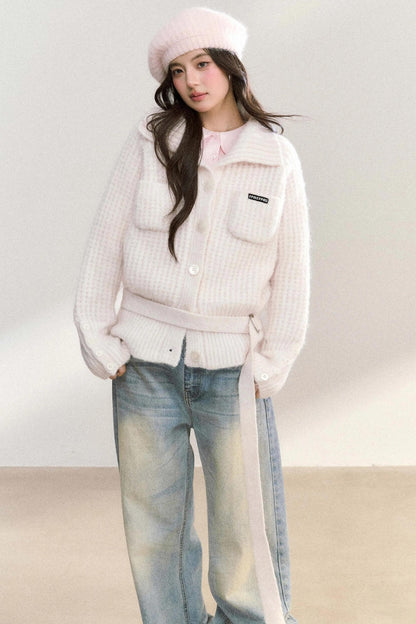 Double Pocket Button-Up Knit Jacket