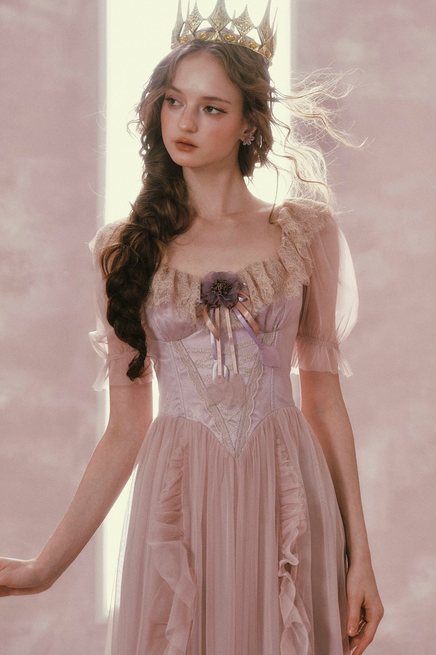 Purple Victorian Corset Mesh Dress