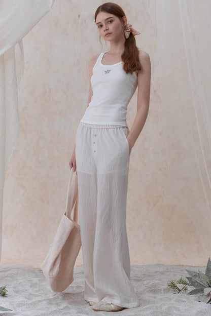 Draped Pearl Stripe Camisole Set-UP