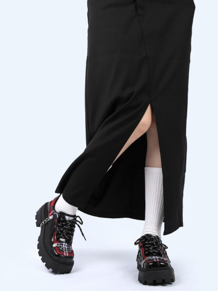 Rock Chain Plaid Platform Shoes