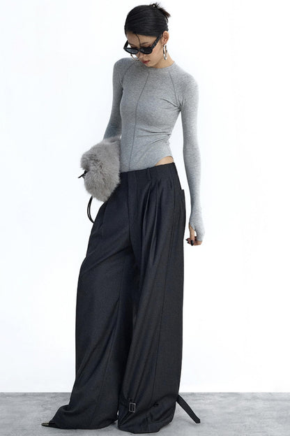 Gray and Black Knit Bodysuit