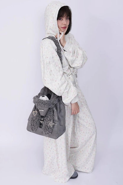 Cute Furry Rabbit Ears Backpack