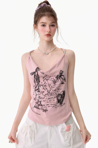 Retro Atmosphere Swing-Neck Camisole