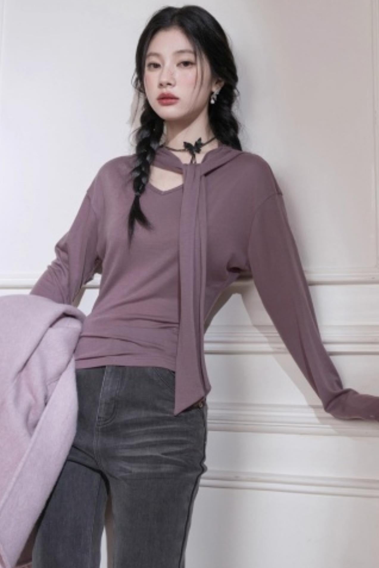 Lyocell Wool Shawl Knitwear Top