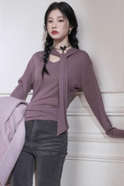 Lyocell Wool Shawl Knitwear Top