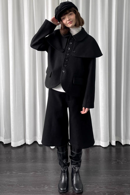 Black Cropped Wide-Leg Pants