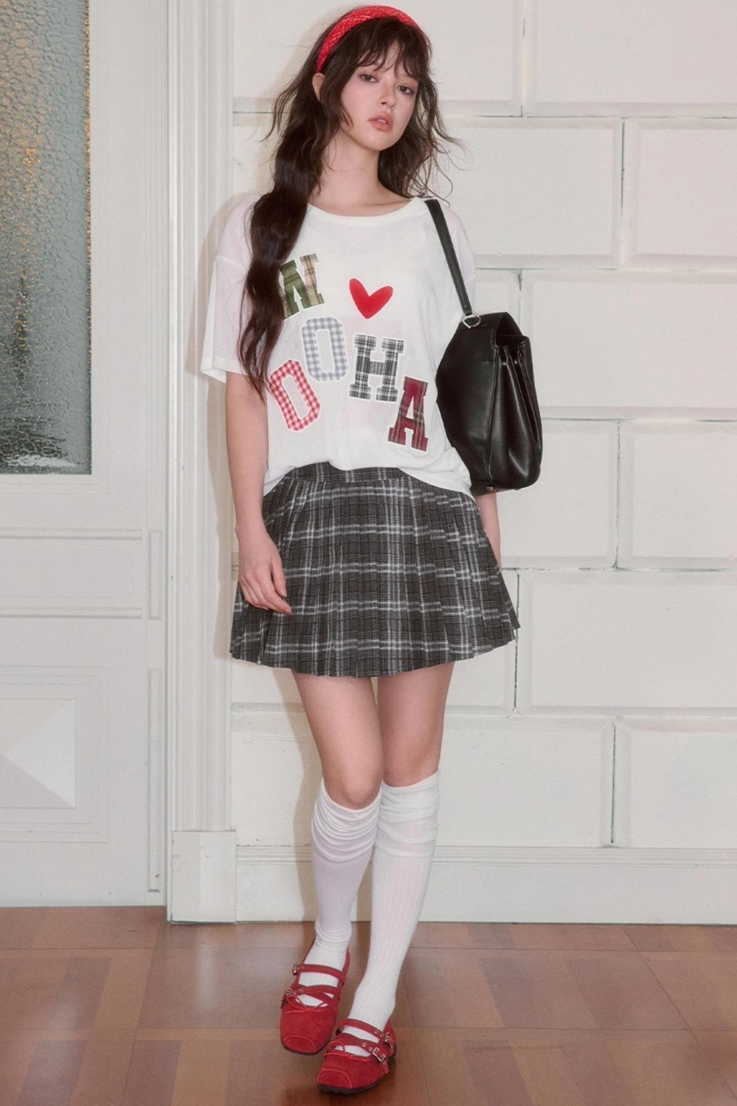 Fall Plaid Patch T-shirt